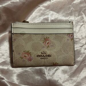 Coach Floral Card Holder - Cream and Pink